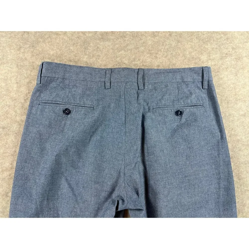 J. Crew Factory Men's Bedford Chambray Blue Dress Pants Size 34x30 (35x28.5)